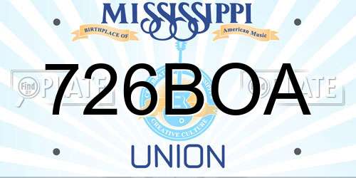 726BOA Mississippi License Plate