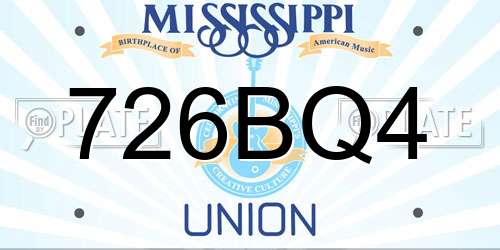 726BQ4 Mississippi License Plate