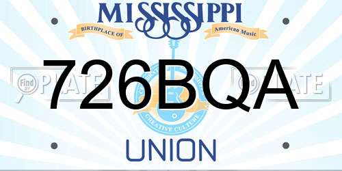 726BQA Mississippi License Plate