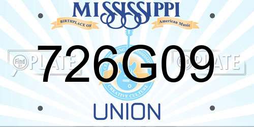 726G09 Mississippi License Plate