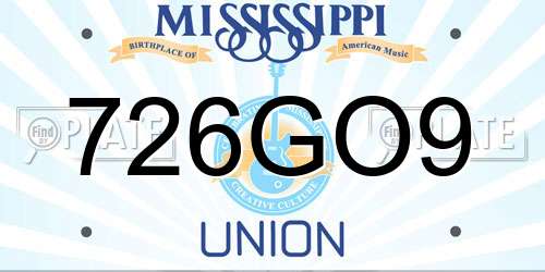 726GO9 Mississippi License Plate