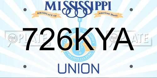 726KYA Mississippi License Plate