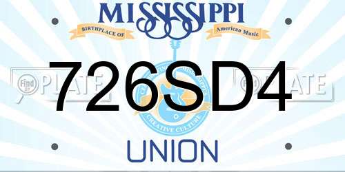 726SD4 Mississippi License Plate