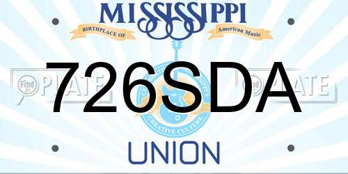 726SDA Mississippi License Plate