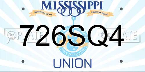 726SQ4 Mississippi License Plate