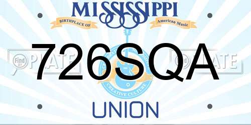 726SQA Mississippi License Plate