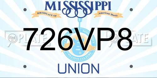 726VP8 Mississippi License Plate