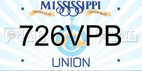 726VPB Mississippi License Plate