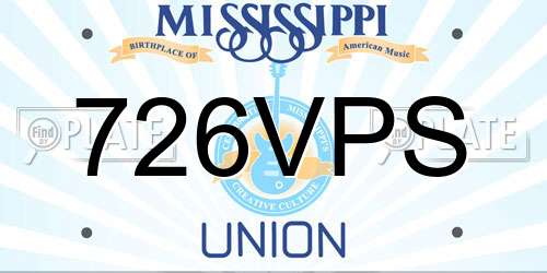 726VPS Mississippi License Plate