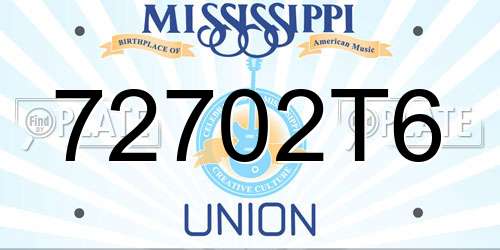 72702T6 Mississippi License Plate