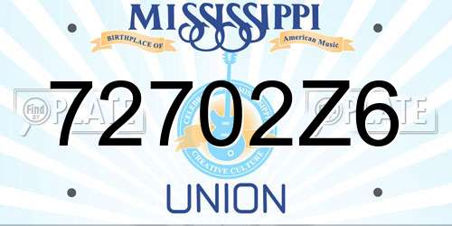 72702Z6 Mississippi License Plate