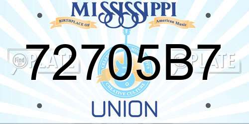72705B7 Mississippi License Plate