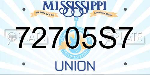 72705S7 Mississippi License Plate