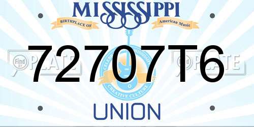 72707T6 Mississippi License Plate