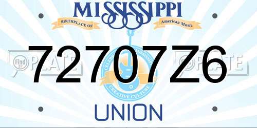 72707Z6 Mississippi License Plate