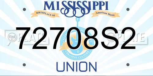 72708S2 Mississippi License Plate