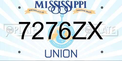 7276ZX Mississippi License Plate