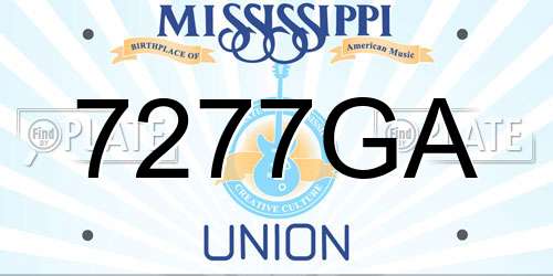 7277GA Mississippi License Plate