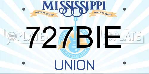 727BIE Mississippi License Plate
