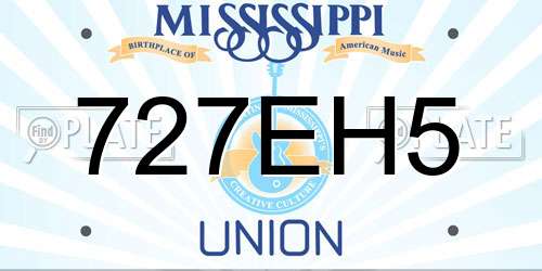 727EH5 Mississippi License Plate