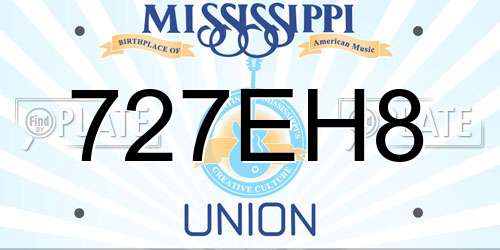 727EH8 Mississippi License Plate