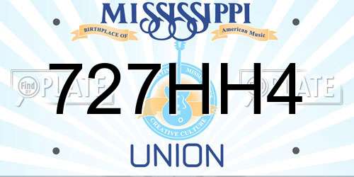 727HH4 Mississippi License Plate