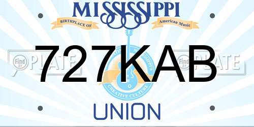 727KAB Mississippi License Plate