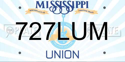 727LUM Mississippi License Plate