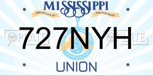 727NYH Mississippi License Plate