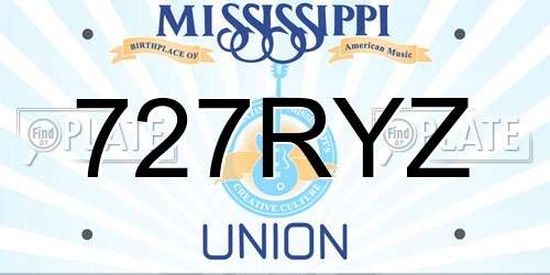 727RYZ Mississippi License Plate