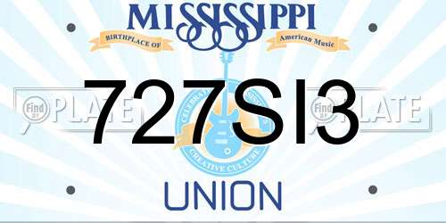 727SI3 Mississippi License Plate