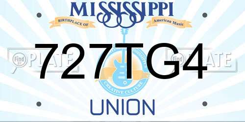 727TG4 Mississippi License Plate