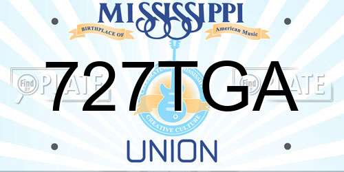 727TGA Mississippi License Plate
