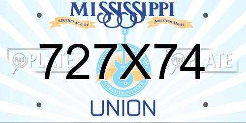 727X74 Mississippi License Plate