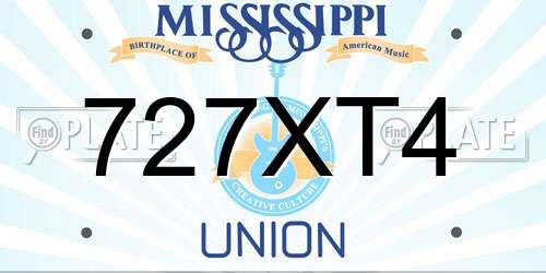 727XT4 Mississippi License Plate