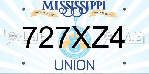 727XZ4 Mississippi License Plate