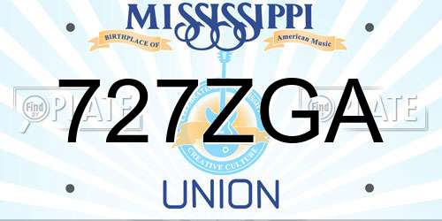 727ZGA Mississippi License Plate