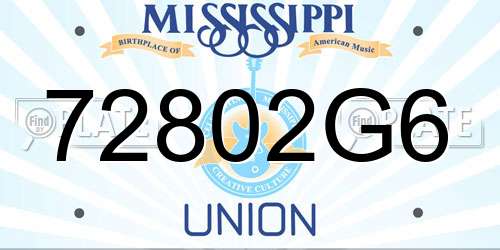 72802G6 Mississippi License Plate