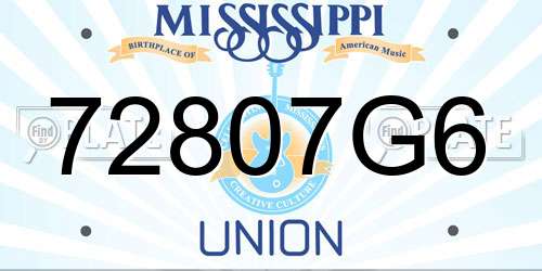 72807G6 Mississippi License Plate