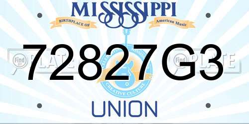 72827G3 Mississippi License Plate