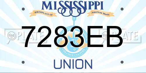 7283EB Mississippi License Plate