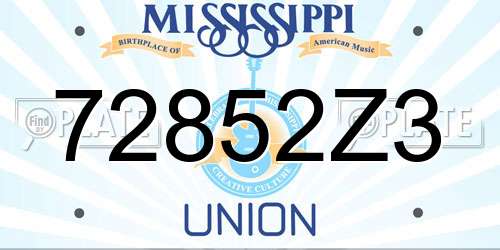 72852Z3 Mississippi License Plate