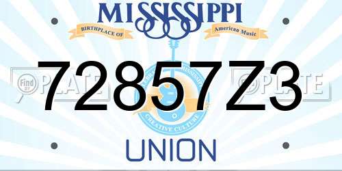 72857Z3 Mississippi License Plate