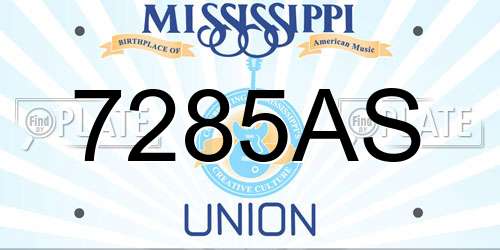 7285AS Mississippi License Plate