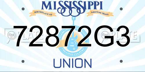 72872G3 Mississippi License Plate
