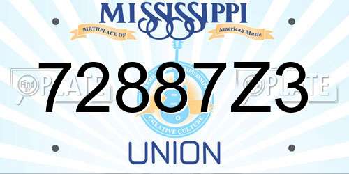 72887Z3 Mississippi License Plate
