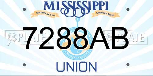 7288AB Mississippi License Plate
