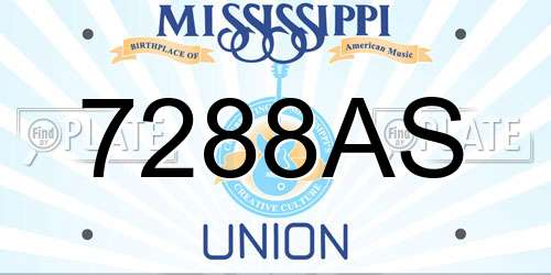 7288AS Mississippi License Plate