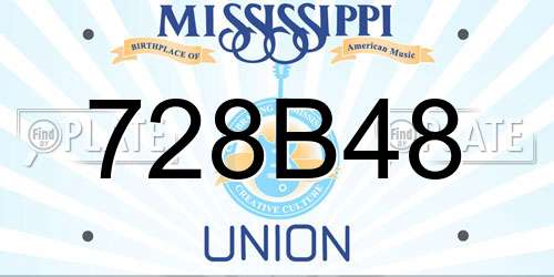 728B48 Mississippi License Plate