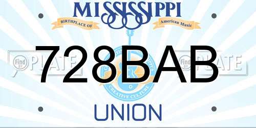 728BAB Mississippi License Plate